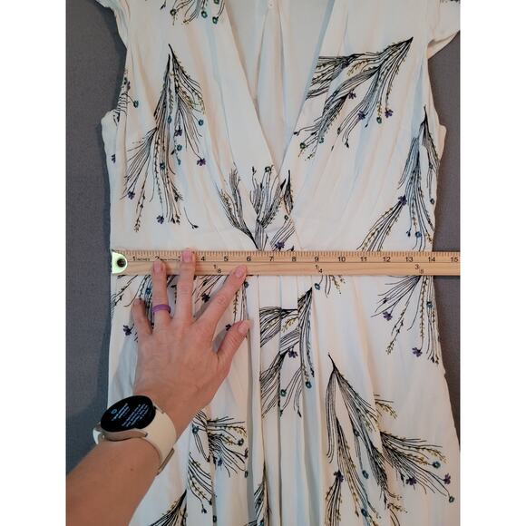 Free People Retro Boho Midi Dress Surplice V-Neck Size 4 Deep V Bohemian EUC - Picture 10 of 15